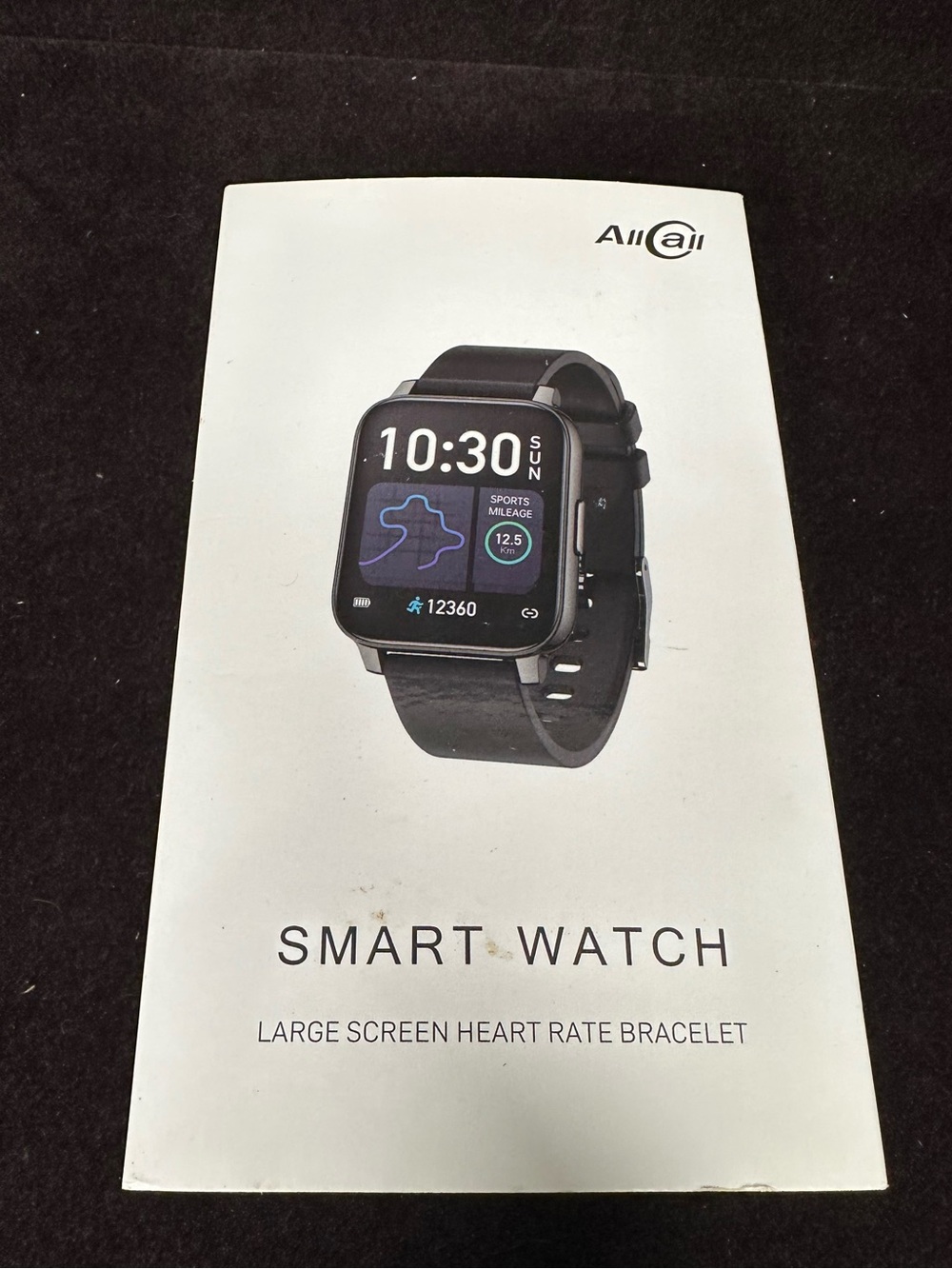AllCall Large Screen Smart Watch Health Tracker Fitness Bracelet - Black / NIB